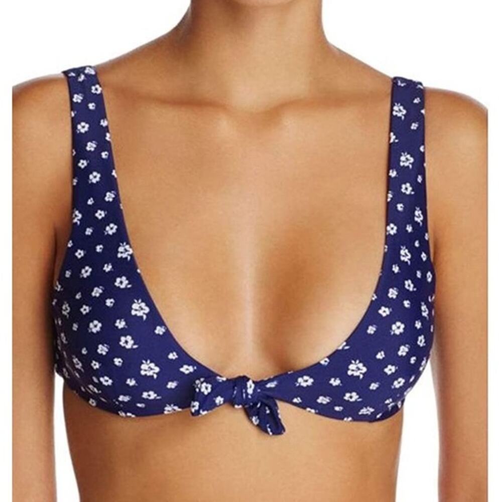Minkpink Womens Mantaray Bikini Top Tie Front Floral Blue Small